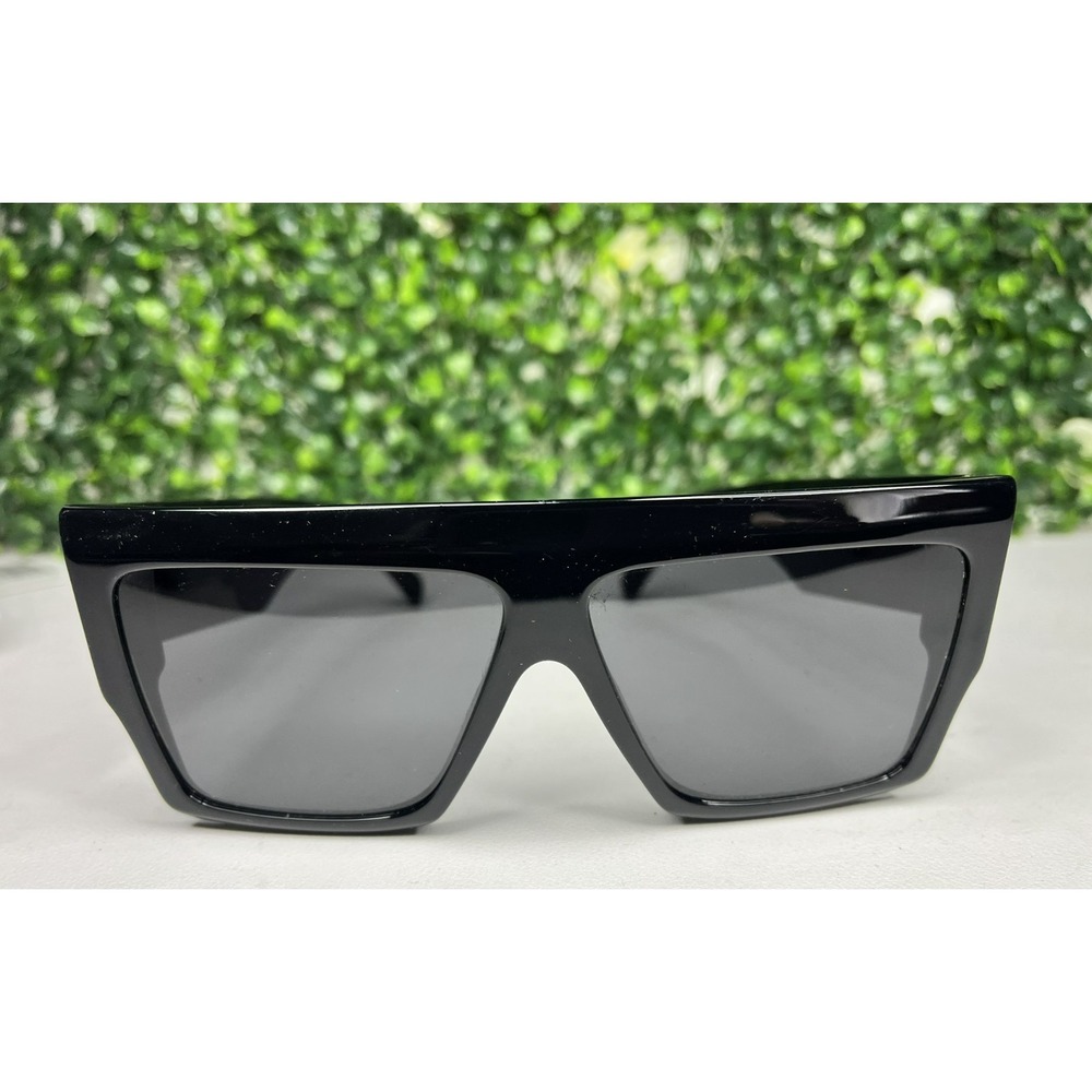 CELINE Chunky Rectangular CL40092I Sunglasses Shiny 60mm Black/Smoke - PREOWNED